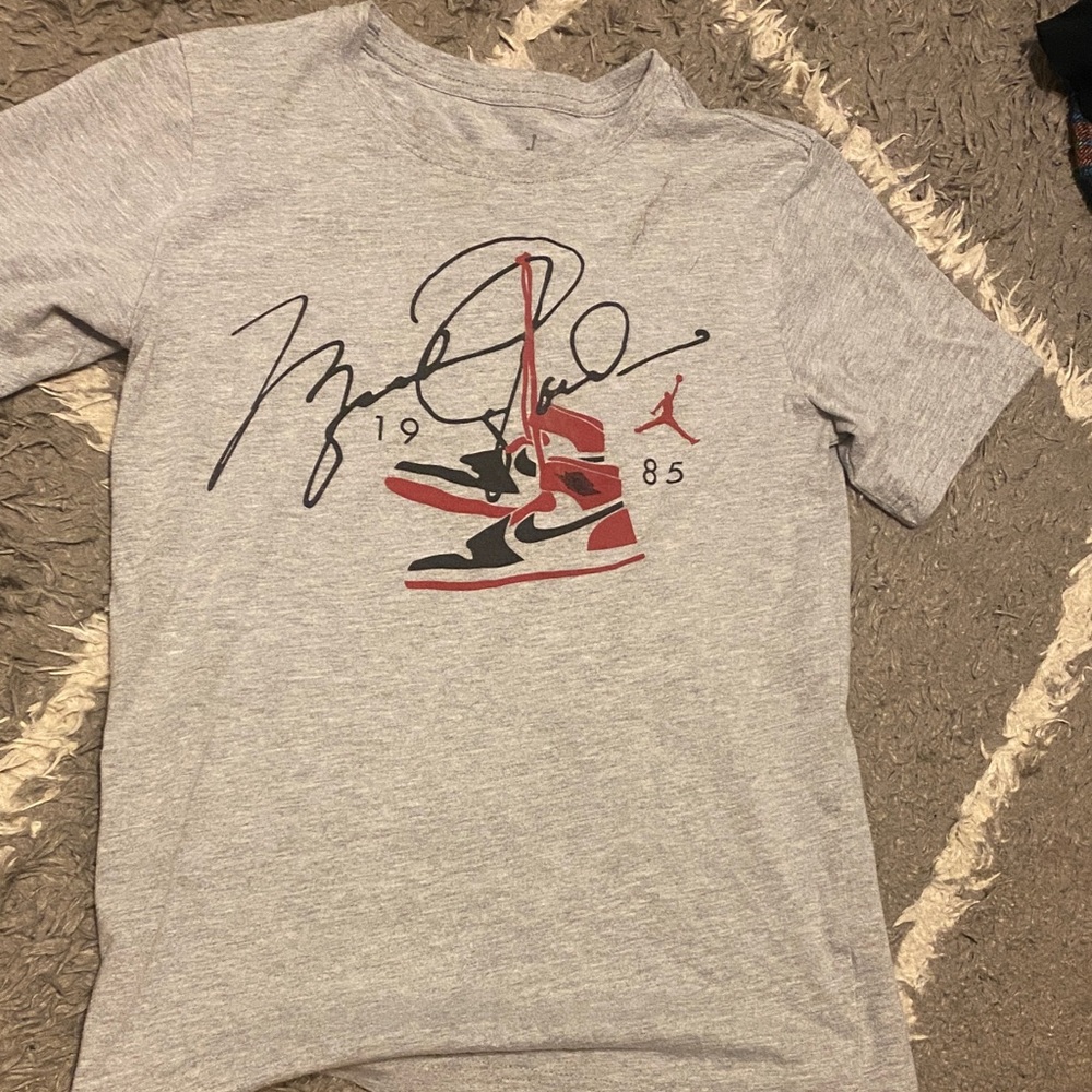 Jordan Gray Tee with Red and Black Graphic